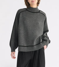 Maillard Autumn And Winter Striped Contrast Color Top For Women