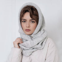Solid Color Fashion Casual Knit Hat With Cross Scarf
