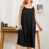 Women's Fashion Suspenders Long Sunken Stripe Rib Plus-sized Home Nightdress