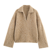 POLO Collar Soft And Versatile Design Sense Sweater For Women