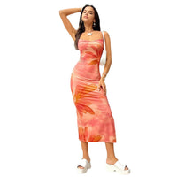 Fashionable Resort Beach Dress, Slim-Fit Printed Sleeveless Slip Dress