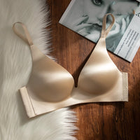 Womens Solid Color Minimalism Deep-V Satin Bodysuit