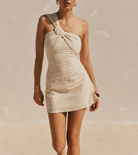 Pure Cotton Short Fashionable Single-Knot Tight-Fitting Backless Dress