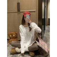 Casual And Minimalist Long-sleeve White T-shirt