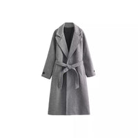 Temperament Fashion Neutral With Waist Woolen Coat
