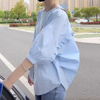 Bubble Sleeve Short Sleeve Shirt Women