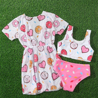 Girl's Swimsuit Donut Cute Split Three-piece Set