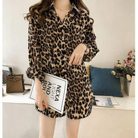 New Stylish Loose Plus Size Leopard Long Sleeve Pattern Mid-length Shirt For Women