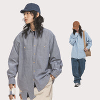 Retro Cotton Long-sleeved Shirt Spring High Street Loose Couple Shirt