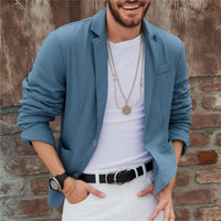 Cotton-linen Loose-fit Solid-color Lightweight Regular Casual Blazer