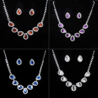 The New Bride Jewelry Color Diamond Earrings Necklace Fashion Necklace Set Can Be Customized