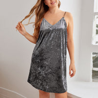 Plus Size Women's Nightdress V-neck Home Casual Strap Dress Diamondmax Velvet Plus Size Nightdress