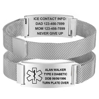 Stainless Steel Bracelet With Medical Symbol, Adjustable