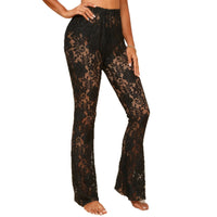 Casual Lace See-through Flared Pants For Women