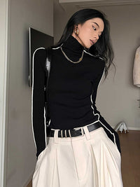 Women's Contrast Color Turtleneck Sweater Inner Bottoming Sweater