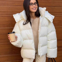 Glossy Removable Cotton Coat For Women