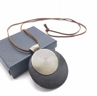 Womens Cotton And Linen Accessories, Simple Wooden Circle Alloy Long Necklace