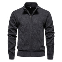Men's Knitted Shirt With Stand Collar Zippered Cardigan Sweater