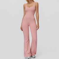 Cross Back Micro-pull Wide-leg Jumpsuit Running Sports Workout Clothes For Women