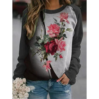 Womens Short-sleeve Printed Top With Long Sleeves