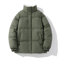 Fleece-lined Loose Cotton Coat Men's Stand Collar