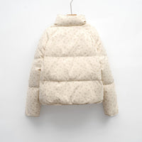 Petite White Duck Down Jacket Short Floral Women