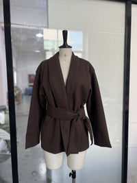 Temperament Wild Waist-controlled Lace-up Short Woolen Coat