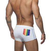 Simple Fashion Men's Rainbow Pocket Printed Boxer Swimming Trunks