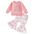 Printed Sweater Full Printed Bell-bottom Pants