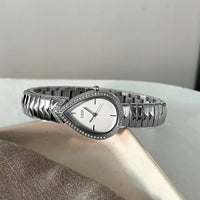 Exquisite Diamond Encrusted Snake Head Water Drop Design Womens Quartz Watch