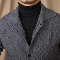 Fashionable Thick Cardigan Sweater Vintage Jacquard Jacket