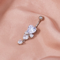 Personality Retro Micro-inlaid Bow Heart-shaped Belly Button Nails