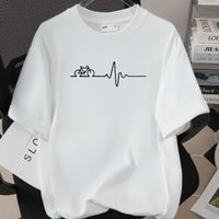 Womens Creative Printed T-Shirt Loose-Fit Top