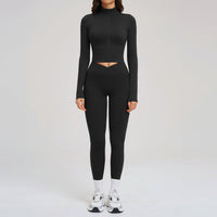 Nude-Feel Yoga Set Zipper Tight-Fit