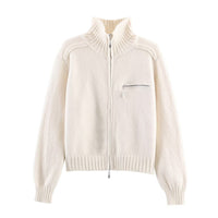 Double Zipper Design For Knitted Sweater Jacket