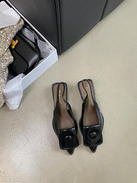 Low-cut Low Heel Closed Toe Sandals Women's Pointed Toe Shoes Back Strap