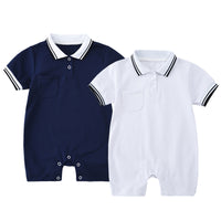 Boys And Girls Preppy Fashion Lapel Romper