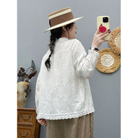 Artistic Full-Body Embroidered Butterfly Loose Shirt For Women