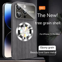 Large Window Magnetic The Pattern Of Walnut Protective Cover Plastic Phone Case