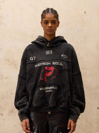 Meta-symbol Stain-brushed Hoodie With A Heavyweight Sweatshirt
