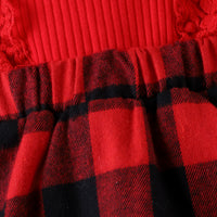 Children's Girl Baby Christmas Pit Stripe Spliced Lace Plaid Triangle Wrap Fart Set