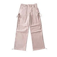 Lace-up Loose-fit Slimming Straight-leg Wide-leg Casual Pants