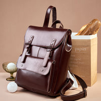 Leather Backpack Women's Wear-resistant Cowhide Computer Backpack