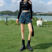 Loose Niche Retro High-waisted Denim Shorts