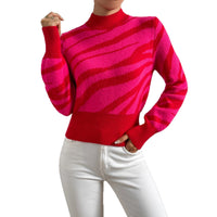 Fashion Animal Pattern Jacquard Casual Loose Round Neck Sweater