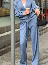 Casual And Comfortable Jacket Cardigan And Sweatpants Set