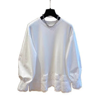 White Lace Patchwork Puff Sleeve Long Sleeve Women's Spring