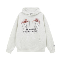 Two-hand Handle Letter Printing Velvet Padded Hooded Sweatshirt