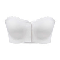 Seamless Front Button Underwear Non-slip No Heel Slippage Strapless Tube Top Women's Gathering Bra