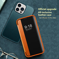 Plain Leather Business Flip Phone Case With Anti Drop Function